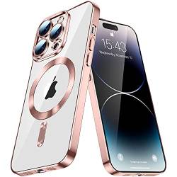 Clear Magnetisch Hülle für Samsung Galaxy S22 mit MagSafe, Galaxy S22 Handyhülle Glitzer Durchsichtig Integriert Kameraschutz Glas Silikon Case Dünn Niemals Gelb Schutzhülle für Galaxy S22,YIX Rose von LEMAXELERS