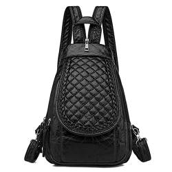 Kleiner Rucksack, Multifunktionale Brusttasche, Umhängetasche, Pu-Rucksack Aus Weichem Leder, Damenrucksack, Schwarzes Mesh von LEMITA