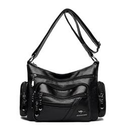 LEMITA Lässige Damentasche mittleren Alters Umhängetasche Umhängetasche mit großer Kapazität, schwarz, 29 * 9 * 23CM von LEMITA