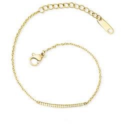 LENIRA® Strassstein Armband filigranes Armbändchen für Damen aus Edelstahl mit Gold und Roségold überzogen Armkettchen verstellbar 15-20 cm (Gold) von LENIRA