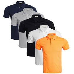 LEOCLOTHO Herren Poloshirt Einfarbig Basic Baumwolle Kurzarm Polohemd Packung mit 3/4/5 Stück von LEOCLOTHO