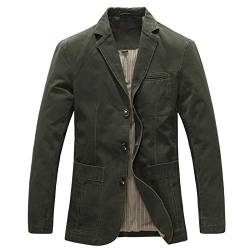 LEOCLOTHO Herren Sakko Blazer Militär Stil Anzug Jacke Business Freizeit Slim Fit Anzugjacke Grün 2XL von LEOCLOTHO