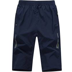 LEOCLOTHO Herren Sommer Shorts Sport Joggen und Training Fitness Atmungsaktiv 3/4 Kurze Hose (Blau, 6XL) von LEOCLOTHO