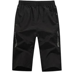 LEOCLOTHO Herren Sommer Shorts Sport Joggen und Training Fitness Atmungsaktiv 3/4 Kurze Hose (Schwarz, 5XL) von LEOCLOTHO