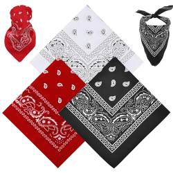 3 Stück Bandana Damen Herren Bandana Set Kopftuch Pirat Damen Kopftücher Piraten Kopftuch mit Paisleymuster Unisex Bandana Tuch Paisley Bandanas Headwear Haar Schal (54 x 54 cm, Rot, Schwarz, Weiß) von LEOEASIY