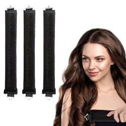 3 Stück Locken Ohne Hitze, Lockenwickler über Nacht, Hitzefreie Lockenwickler, Overnight Blowout Lockenwickler Ohne Hitze, Heatless Curls Band, Lockenstäbe für den Schlaf für Alle Haartypen (Schwarz) von LEOEASIY