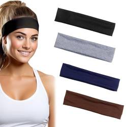 LEOEASIY 4 Stück Haarband Damen, Haarband Sport, Haarbänder für Damen, Sport Haarband Damen, Haarband Damen Schmal,Haarbänder, Atmungsaktiv und Schweißabsorbierend, Zum Laufen, Yoga, Training von LEOEASIY