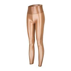 LEOHEX Durchsichtige Leggings mit hoher Taille, glänzend, gerüscht, Po, Lifting, dehnbare Leggings, Natürlich, Groß von LEOHEX