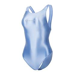 LEOHEX Sexy Satin Hochglanz Body Glänzend Bodysuit Einteiler Badeanzug Japan Skinsuit (M, Azure) von LEOHEX