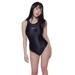 LEOHEX Sexy Satin Hochglanz Body Glänzend Bodysuit Einteiler Badeanzug Japan Skinsuit (XXL, Black) von LEOHEX