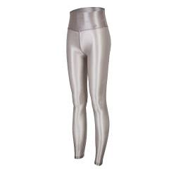 LEOHEX Transparente Glänzende Strumpfhose Mit Hoher Taille Und Gerüschtem Hintern Dehnbare Leggings(M,Silber) von LEOHEX