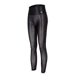 LEOHEX Transparente Glänzende Strumpfhose Mit Hoher Taille Und Gerüschtem Hintern Dehnbare Leggings(XL,Schwarz) von LEOHEX