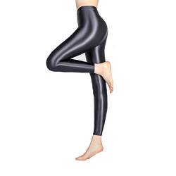 LEOHOX Sexy ölige Glänzende Blickdichte Damen Liquid Stretch High Rise Hochglanzgamaschen Strumpfhose Sport Leggings Fitness（L,Grau） von LEOHEX