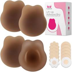 LEOLAMVAED Unsichtbarer Klebe-BH, ultradünner Silikon-Push-up-Klebe-BH für Frauen, trägerloser BH, Selbstklebender BH für rückenfreie trägerlose Kleider, Strapless Bra mit Lift – 2 Paar von LEOLAMVAED