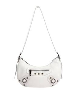 LEOMIA Women's Schultertasche aus Leder, Weiss von LEOMIA