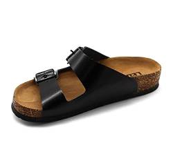 LEON 4703 Lederschuhe Sandalen Sandalette Clog Pantolette Komfortschuhe Hausschuhe, Herren, Schwarz, EU 45 von LEON