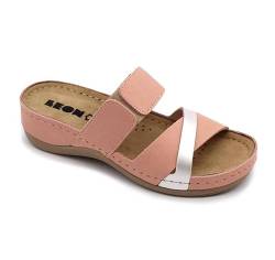 LEON 909 Lederschuhe Sandalen Sandalette Clog Pantolette Komfortschuhe Hausschuhe, Damen, Rose, EU 39 von LEON