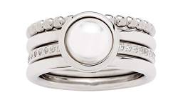 Jewels by Leonardo Damen-Ring aus Edelstahl silber mehrteilig I Fingerring Set mit auffälliger Perle und filigranen Kristallen I mehrreihig tragbar von LEONARDO HOME