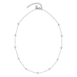 Leonardo Mini CIAO Halskette aus Edelstahl 1 Stück, kurze diamantierte Halskette mit facettierten Glaskristallen silberfarben, Damenschmuck, 021646 von LEONARDO HOME