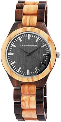 LEONARDO VERRELLI Herren - Uhr Holz Armbanduhr zweifarbige Holzuhr Analog Quarz 2800038 von LEONARDO VERRELLI