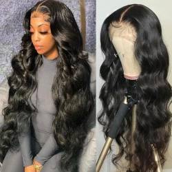 HD Transparente 13x4 13x6 Lace Front Perücke vorgezupft 360 Lace Frontal Perücke Echthaar Perücken für Frauen 4x4 Verschluss Perücke-4x4 Lace Wig-24inches-180 Dichte von LEPIZ