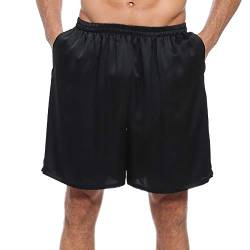 LEPTON 100% Maulbeerseiden Shorts für Männer, Bequeme Sportbekleidung, Vordertaschen, elastische Taille (Schwarz, Großl) von LEPTON