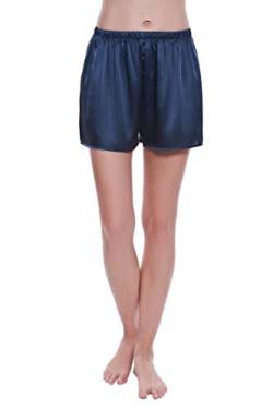 LEPTON 19 mm Shorts 100% Maulbeerseide – Damen-Pyjama-Shorts – weiche Nachtwäsche, Lounge-Shorts – Schlafshorts für Frauen (as3, Alpha, x_l, Regular, Regular, Marineblau, Groß) von LEPTON