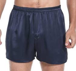 LEPTON Mulberry Silk Herren-Boxershorts – 100% Seide, 19 mm Lange Klassische Boxershorts für Herren (as3, Alpha, x_l, Regular, Regular, Marineblau, X-Large) von LEPTON