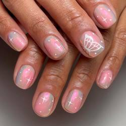 Künstliche Fingernägel, quadratisch, glitzernd, Rosa, volle Abdeckung, Nagelspitze, Maniküre, Werkzeug, volle Abdeckung, natürlich aussehende Nägel, bequem zu tragen, für Bauchmuskeln von LERONO