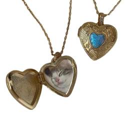 LERONO Halskette, modische Herz-Medaillon-Halskette, eleganter Post-Anhänger, zierliche Schlüsselbein-Kette, Verzierung für Versammlungen, Kupfer von LERONO