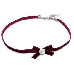 LERONO Halsketten, verstellbare Band-Halskette mit zartem Schleifen-Anhänger, modisches Schlüsselbein-Ketten-Accessoire für den täglichen Gebrauch auf Partys, Metall von LERONO