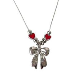 LERONO Halsketten, zarte Schmetterlings-Anhänger-Halskette, Herz-Schleife, Halskette für Frauen und Mädchen, Metall-Kette, stilvolles Choker-Accessoire, Metall von LERONO