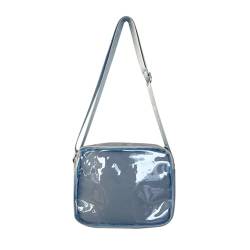 LERONO Taschen für Damen, Schulmädchen, transparente Schultertasche, japanischer Stil, für Damen, Umhängetasche, Messenger-Tasche für Anime-Abzeichen, blau von LERONO