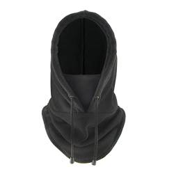 LERTREEUK Winddichte Thermo-Sturmhaube Herren Fleece Ski Maske Kapuze Vollgesichtsabdeckung Frauen Halswärmer Schal Winter Neck Gaiter (Schwarz) von LERTREEUK