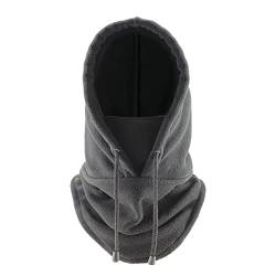 LERTREEUK Winddichte Thermo-Sturmhaube Herren Fleece Ski Maske Kapuze Vollgesichtsabdeckung Frauen Halswärmer Schal Winter Neck Gaiter (dunkelgrau) von LERTREEUK