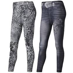 Jeggings Damen-Hose, Jeans-Leggings, hohe Taille, Slim, elastischer Gürtel, 2 Stück, mehrfarbig, S-M von LES ESSENTIELLES