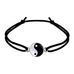 LES POULETTES BIJOUX - Armband Elastisch Link Perlmutt Medaille Yin und Yang - Schwarz von LES POULETTES BIJOUX