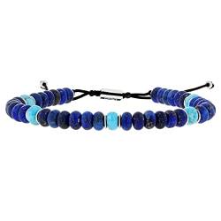 LES POULETTES BIJOUX - Armband Herren Link Kingman Turquoise und Lapis Lazuli Flache Perlen von LES POULETTES BIJOUX