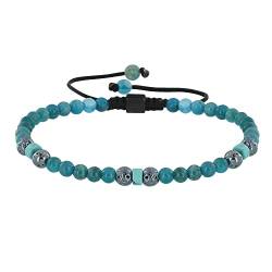 LES POULETTES BIJOUX - Armband Herren Link Stahl und Apatit Runde Perlen - grobe 20 cm von LES POULETTES BIJOUX