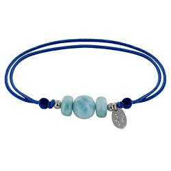 LES POULETTES BIJOUX - Armband Link Eine Perle und Zwei Larimar Ringe - Blau von LES POULETTES BIJOUX