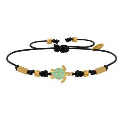 LES POULETTES BIJOUX - Armband Link Goldenem Messing Türkis Emaillierten Schildkröte - Schwarz von LES POULETTES BIJOUX