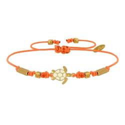 LES POULETTES BIJOUX - Armband Link Goldenem Messing Weiß Emaillierten Schildkröte - Orange von LES POULETTES BIJOUX