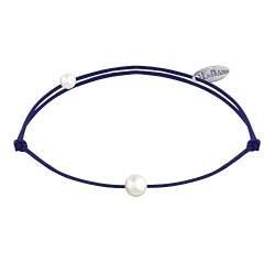 LES POULETTES BIJOUX - Armband Link Kleine Weiße Zucht Perle - Blau Navy von LES POULETTES BIJOUX