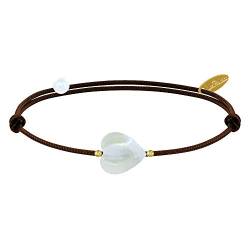 LES POULETTES BIJOUX - Armband Link Kleines Herz Perlmutt - Classics - Dunkelbraune von LES POULETTES BIJOUX