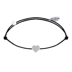 LES POULETTES BIJOUX - Armband Link Silber Mini Herz - Schwarz von LES POULETTES BIJOUX