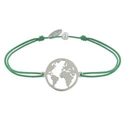 LES POULETTES BIJOUX - Armband Link Silber Runde Medaille Weltkarte - Grün von LES POULETTES BIJOUX