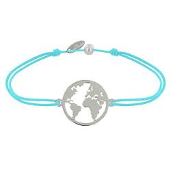 LES POULETTES BIJOUX - Armband Link Silber Runde Medaille Weltkarte - Turquoise von LES POULETTES BIJOUX