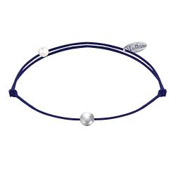 LES POULETTES BIJOUX - Kleine Link Silber Perle Armband - Marineblau, Textil von LES POULETTES BIJOUX