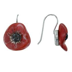 LES POULETTES BIJOUX - Ohrringe Red Poppy Keramik und Kleiner Silberner Metall Haken von LES POULETTES BIJOUX