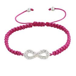 LES POULETTES BIJOUX - Sterling Silber Armband Unendlichkeit und Strass Geflecht Link - Classics - Fuchsia von LES POULETTES BIJOUX